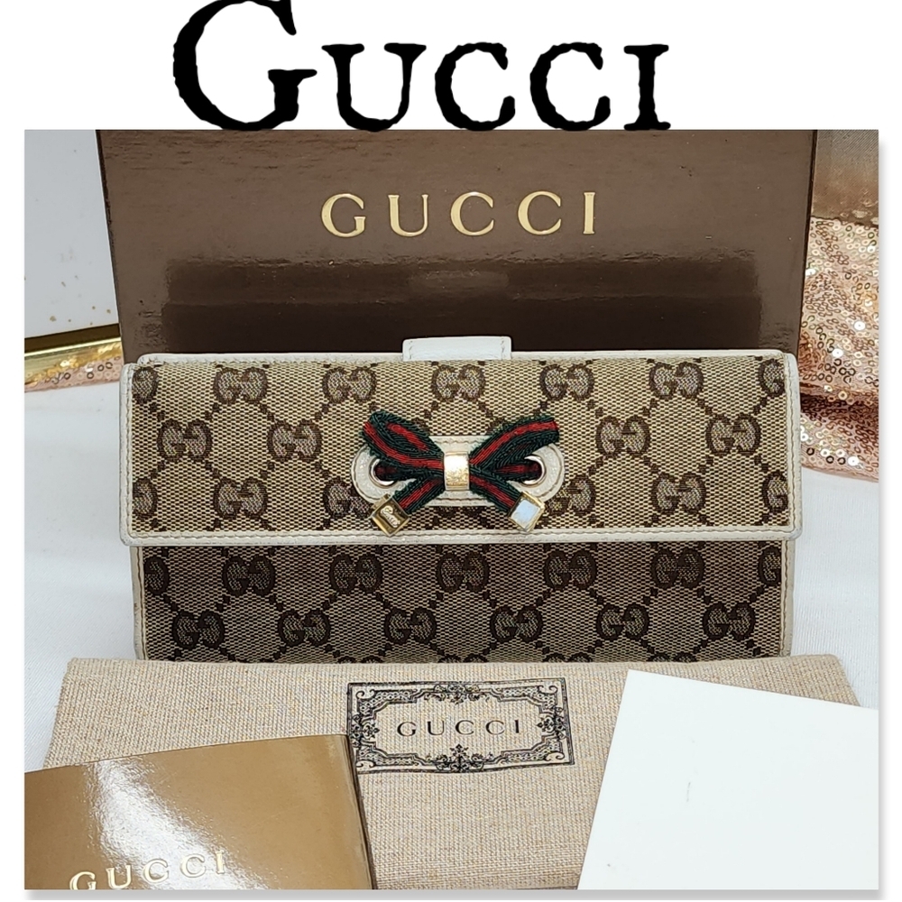 Authentic Gucci Princey BiFold Long Wallet with Box, Dust Bag And Paperwork